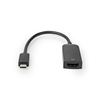 Nedis USB-C™ Adapter | USB 3.2 Gen 1 | USB-C™ Male | HDMI™ Output | 4K@60Hz | 0.20 m | Rond | Vernikkeld | PVC | Zwart | Doos - CCGB64652BK02