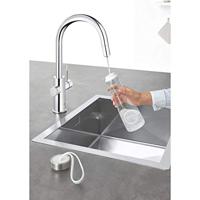 GROHE Blue Home Keukenkraan - uittrekbare c uitloop - 1 gats - filterfunctie - plat licht en bruisend water - chroom 31541000 - thumbnail