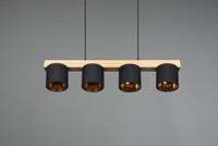 Trio HanglampCameron 4-lichts zwart met houtbruin - R30654002 - thumbnail