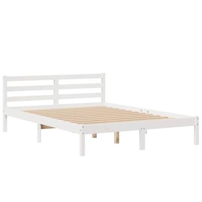 Bed met boekenkast zonder matras grenenhout wit 140x190 cm
