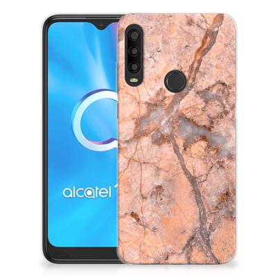 Alcatel 1SE (2020) TPU Siliconen Hoesje Marmer Oranje