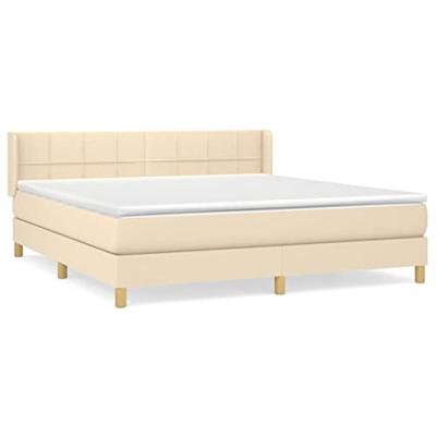 Boxspring met matras stof crèmekleurig 160x200 cm