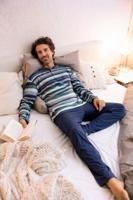 Horizontaal blauw gestreepte Hajo herenpyjama - thumbnail