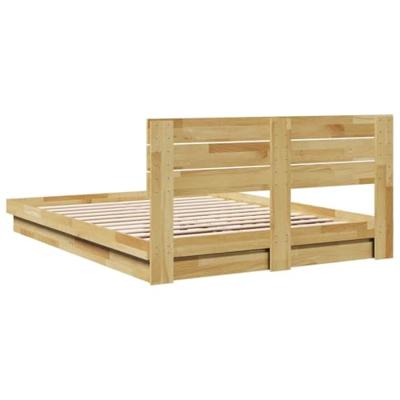 Bedframe hoofdeinde zonder matras 150x200 cm massief hout eiken