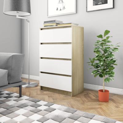 vidaXL Dressoir 60x35x98,5 cm spaanplaat wit en sonoma eikenkleurig