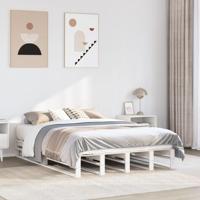 Bedframe zonder matras massief grenenhout wit 160x200 cm - thumbnail