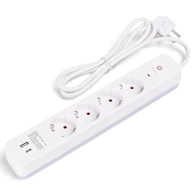 Witte Stekkerdoos met USB - 4 Stopcontacten. USB-A & USB-C. 1.5m. Randaarde