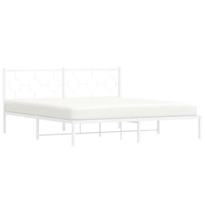 Bedframe met hoofdbord metaal wit 183x213 cm Bedframe met hoofdbord metaal wit 183x213 cm