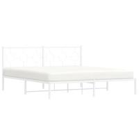 Bedframe met hoofdbord metaal wit 183x213 cm - thumbnail