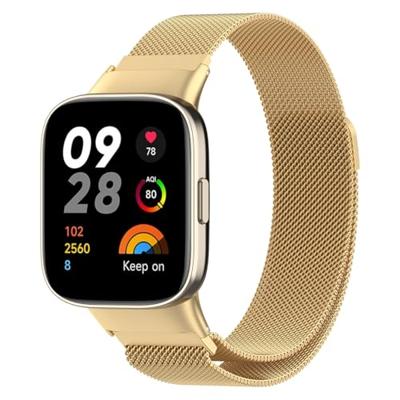 By Qubix - Milanese bandje - Goud - Compatible met Xiaomi Redmi Watch 3 - Compatible Xiaomi bandje