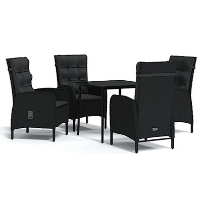 5-delige Tuinset met kussens zwart
