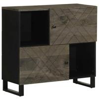 Dressoir 80x33x75 cm massief mangohout zwart - thumbnail