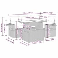 5-delige Loungeset met kussens poly rattan lichtgrijs - thumbnail