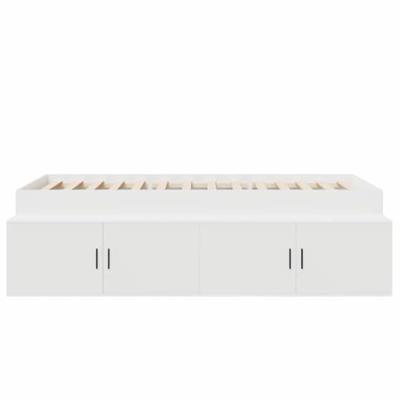 Opbergbedframe met opslag Wit 100 x 200 cm Bewerkt hout