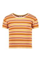 B.Nosy Meisjes t-shirt gestreept - Betty - Panter AOP - thumbnail