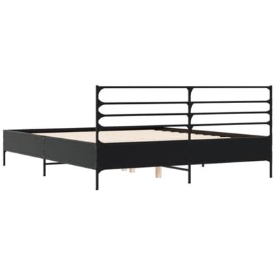 Bedframe bewerkt hout metaal zwart 160x200 cm
