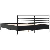 Bedframe bewerkt hout metaal zwart 160x200 cm - thumbnail