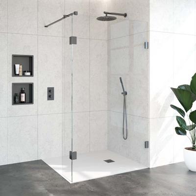 Brauer Void - Inloopdouche - Helder Glas - 120 x 200 cm - met Zijwand 30 cm - incl. Glascoating - PVD Gunmetal Geborsteld