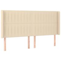 Hoofdbord met randen 203x16x118/128 cm stof crèmekleurig - thumbnail