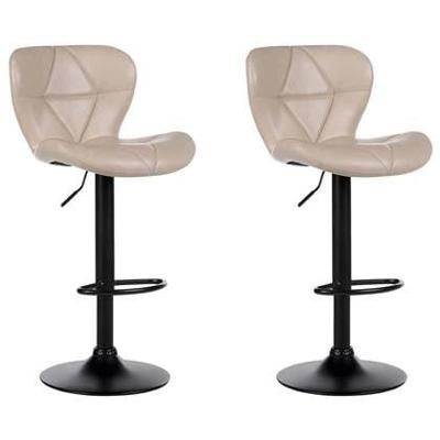 Beliani - VALETTA II - Barkruk set van 2 - Lichtbeige - Kunstleer Beliani - VALETTA II - Barkruk set van 2 - Lichtbeige - Kunstleer