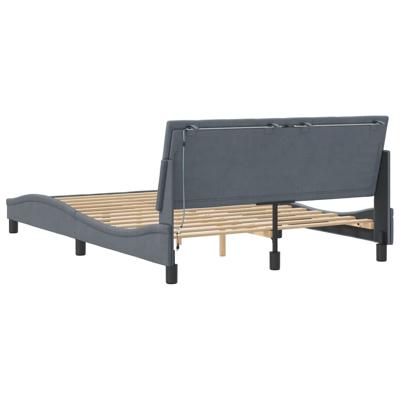 Bedframe met LED-verlichting fluweel donkergrijs 160x200 cm - thumbnail