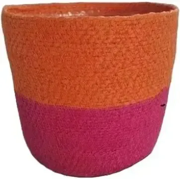 van der Leeden plantenmand seagrass 22x18cm pink/orange