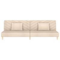 Slaapbank 2-zits met 2 kussens stof crèmekleurig - thumbnail