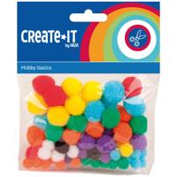 Haza Witbaard Gekleurde pompoms, 78st. - thumbnail