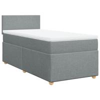 Boxspring met matras stof lichtgrijs 90x200 cm - thumbnail