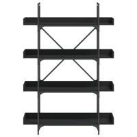 Boekenkast 4-laags 100x33x145,5 cm bewerkt hout zwart - thumbnail