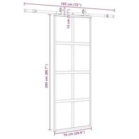 Schuifdeur met beslagset 76x205 cm gehard glas zwart - thumbnail