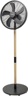 Bestron dfs45wb design statiefventilator (zwart/houtkleur, ø 45 cm | stijlvol hout desgin)