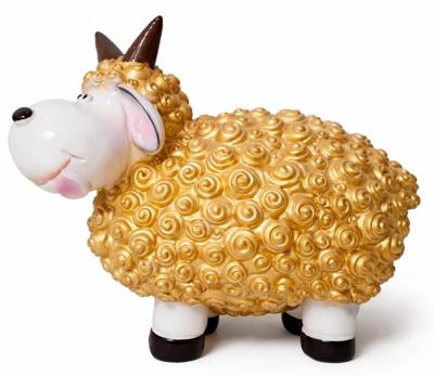 Gouden schaap met hoorns - 23 cm