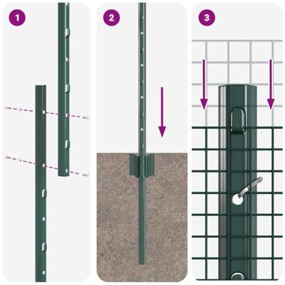 VidaXL Hek met paal groen 1,5 x 10 m staal en pvc