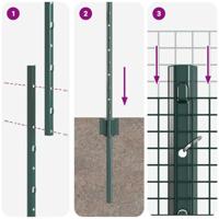 VidaXL Hek met paal groen 1,4 x 10 m staal en pvc - thumbnail