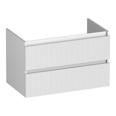 Brauer Joy Wavy - Onderkast - 80 cm - met 2 Softclose Lades Greeploos en 1 Sifon Uitsparing - Mat Wit