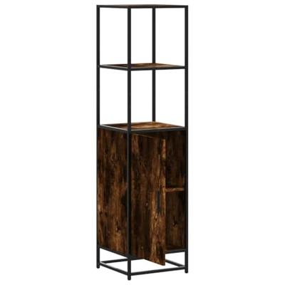 Hoge kast 35,5x35x139 cm bewerkt hout en metaal gerookt eiken