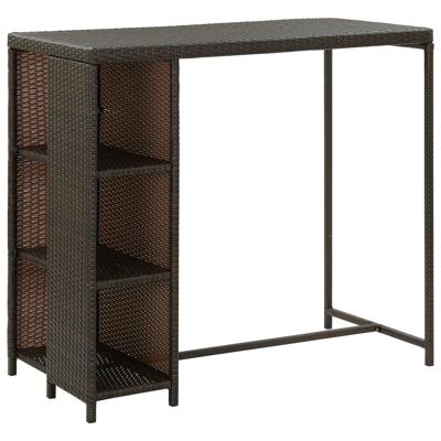 Bartafel met opbergrek 120x60x110 cm poly rattan bruin
