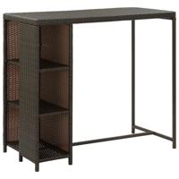 Bartafel met opbergrek 120x60x110 cm poly rattan bruin - thumbnail