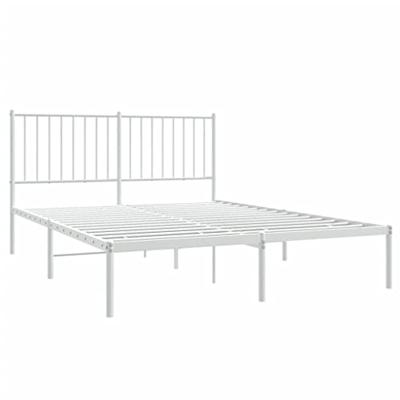 Bedframe met hoofdeinde staal wit 196x146x90,5 cm - thumbnail