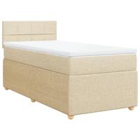 Boxspring met matras stof crèmekleurig 90x200 cm - thumbnail