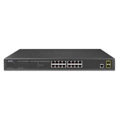 PLANET SFP L2/L4 SNMP Gigabit Ethernet Switch 16-Port 10/100/1000Base-T + 2-Port 100/1000MBPS IPv4/IPv6