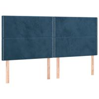 Boxspring met matras fluweel donkerblauw 200x200 cm - thumbnail
