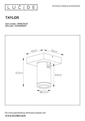 Lucide TAYLOR - Plafondspot Badkamer - LED Dim to warm - GU10 - 1x5W 2200K/3000K - IP44 - Wit