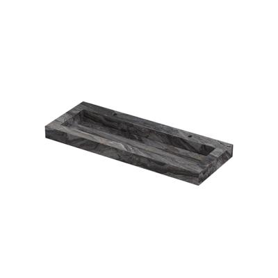 INK Pitch Wastafel keramische slab centraal met drain en front en side skirts 2 kraangaten 120x45x9 Venice brown glossy