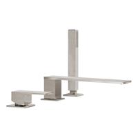 Badrandkraan Tres Cuadro Exclusive met Handdoucheset Lange Rechte Uitloop 22 cm RVS Tres - thumbnail