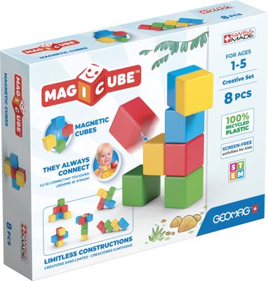Magnetische constructieset - GEOMAG - Magicube Recycled Creative Set - 8 stuks - Gerecycled plastic - Vanaf 1 jaar - thumbnail