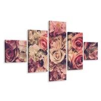 Schilderij - Delicate bloemen, 5luik, premium print - thumbnail