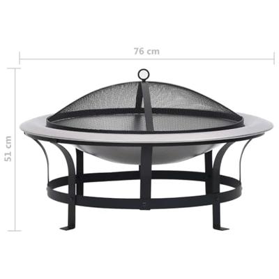 VidaXL Tuinvuurplaats met grill 76 cm roestvrij staal