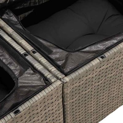 5-delige Loungeset met kussens poly rattan grijs - thumbnail